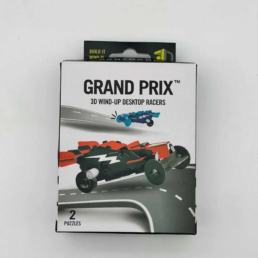 GRAND PRIX 3-D Wind-Up Puzzle Desk Top Racers ~ Set of 2 Puzzles Race Car NEW